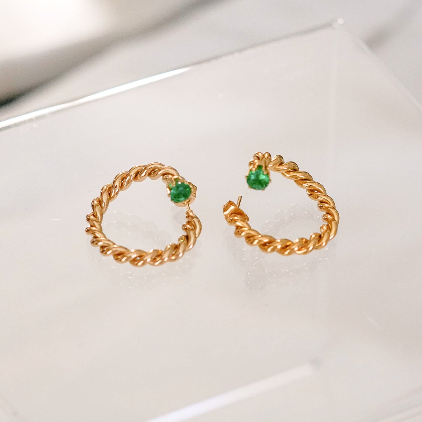 Emerald Gold Earrings