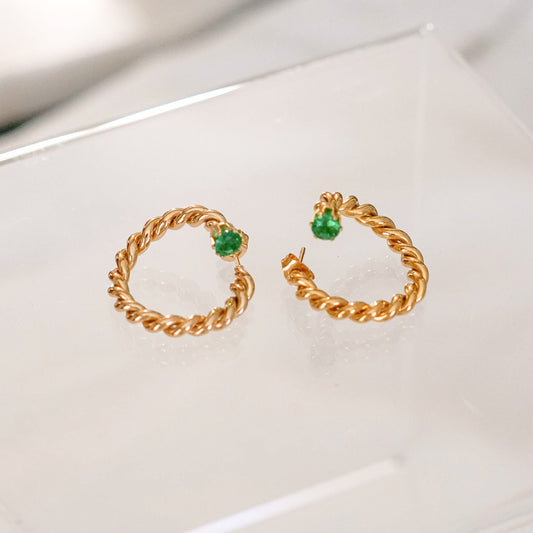 Emerald Gold Earrings