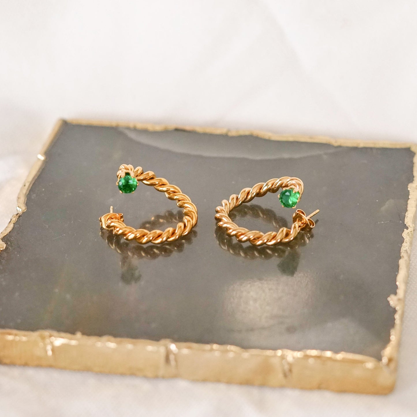 Emerald Gold Earrings